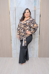 Black/Ivory Collar Neck Blouse