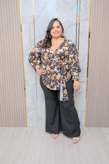 Black/Ivory Collar Neck Blouse