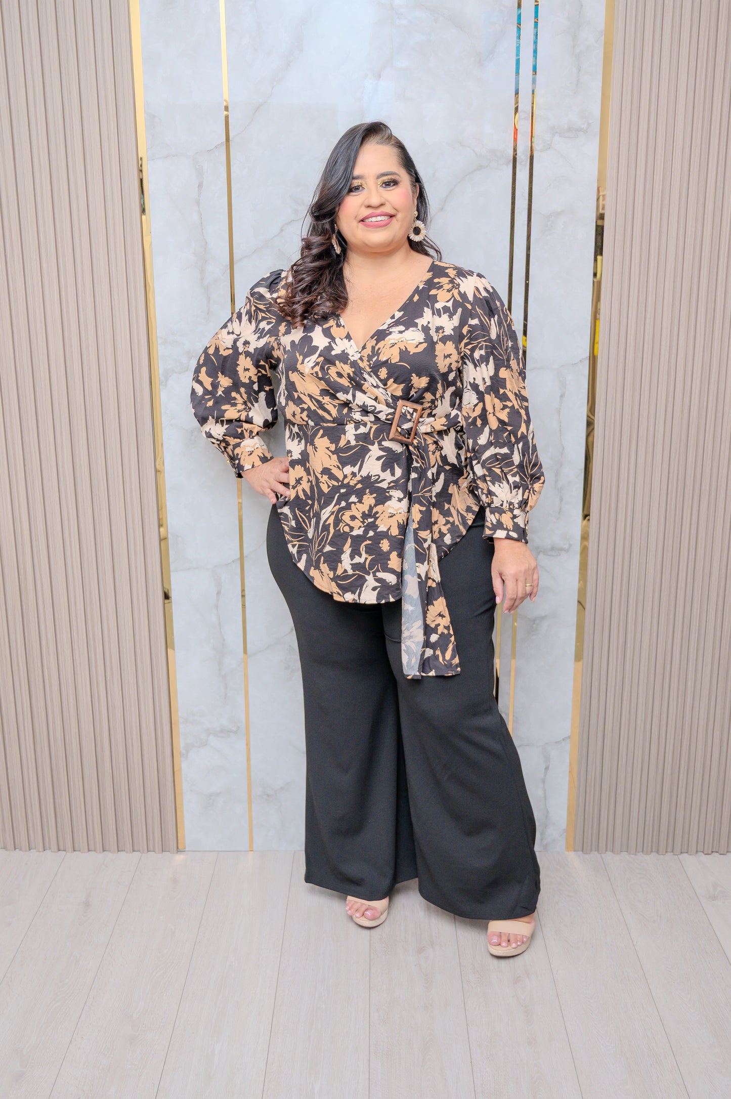 Nude Collar Shirt Blouse