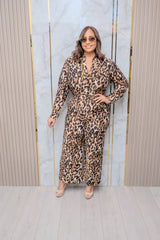 Black Animal Print Top and Pant Set