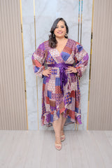 Purple Printed High Low Dress
