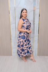Nude/Navy Floral Maxi Dress