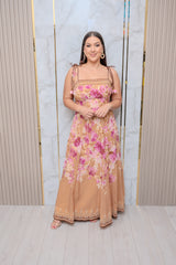 Camel Floral Maxi Dress