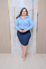 Blue Stripes Button Down Blouse