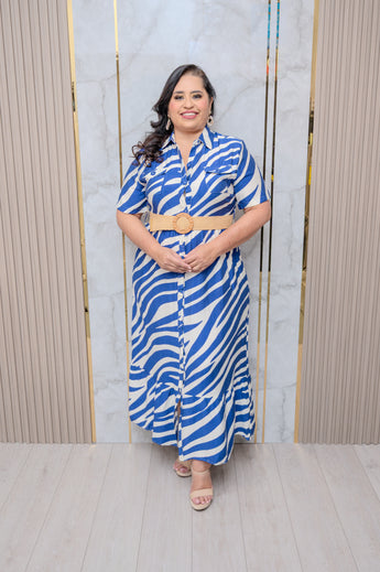 Blue Button Down Maxi Dress
