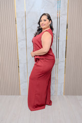 Burgundy Vest and Pant Set