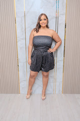 Black Flower Print Romper
