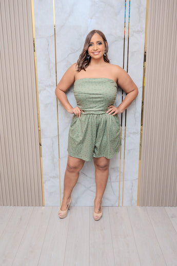 Olive Flower Print Romper