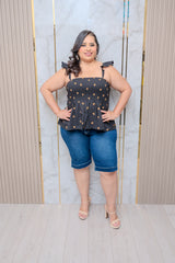 Wide Leg Denim Capri