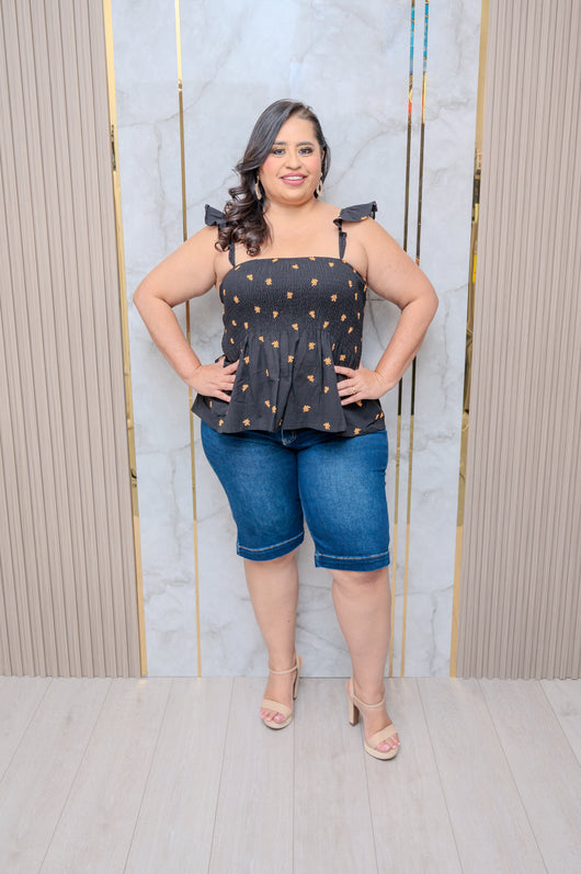 Wide Leg Denim Capri