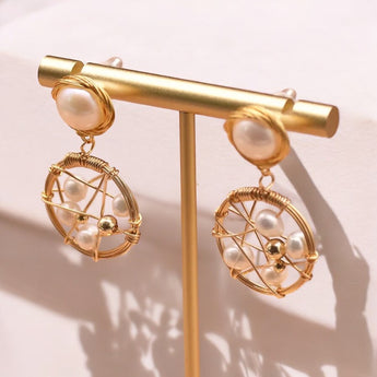 Pearl Circle Drop Earring