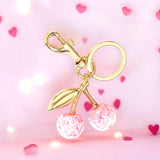 Glitter Cherry Keychain