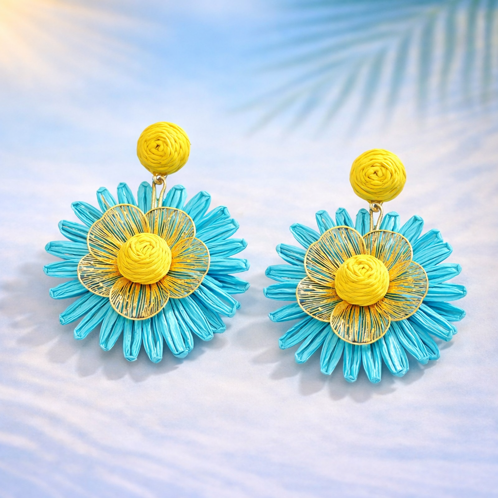 Ocean Blue Daisy Earrings