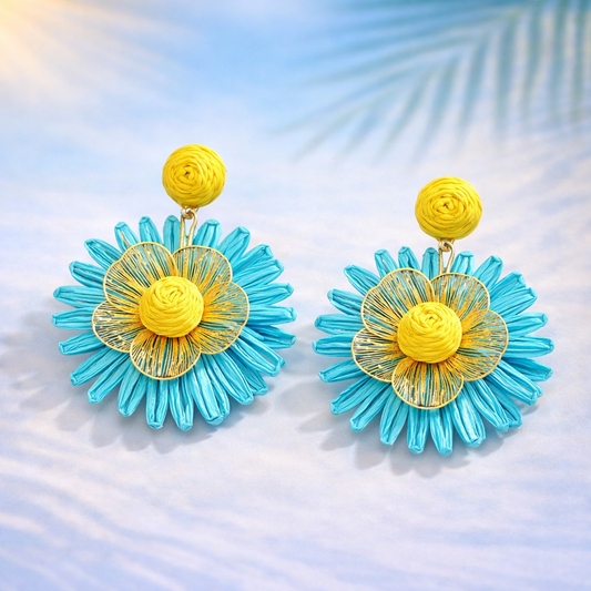 Ocean Blue Daisy Earrings