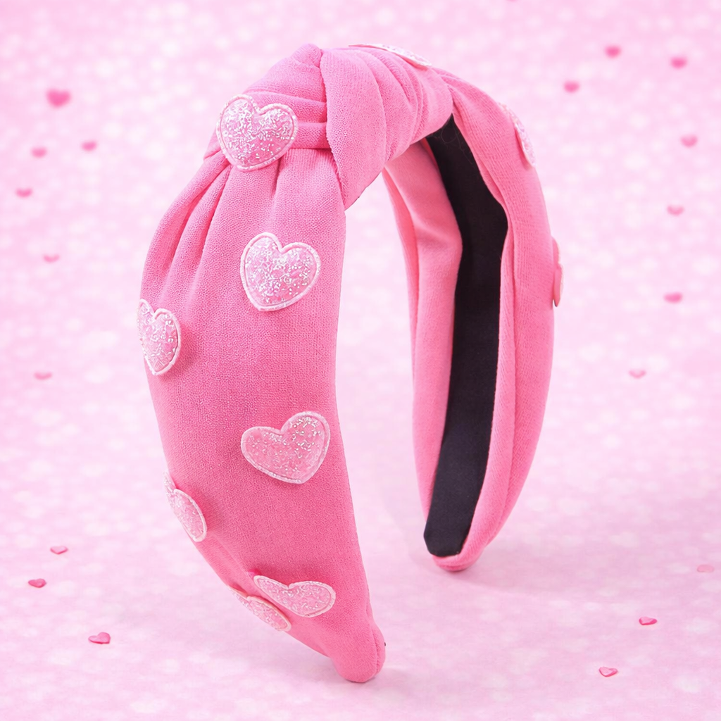 Pink Glitter Heart Headband