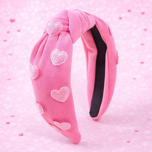 Pink Glitter Heart Headband