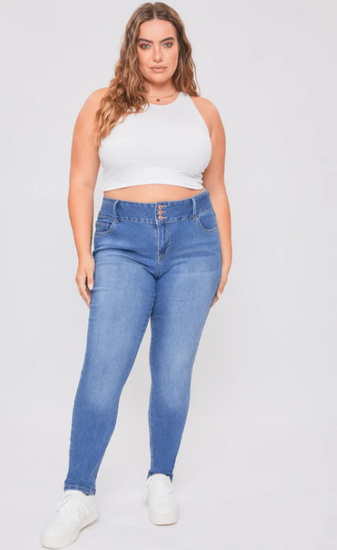 Medium Wash High Rise Skinny Jeans