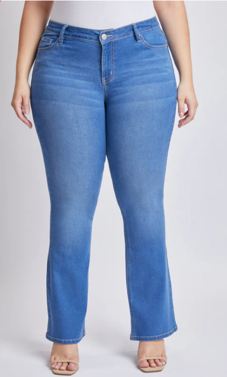 Medium Wash Mid Rise Boot Cut Jeans