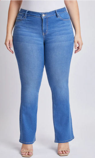 Medium Wash Mid Rise Boot Cut Jeans