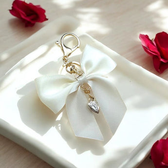 White Bow Keychain