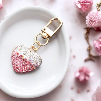 Rhinestone Heart Keychain