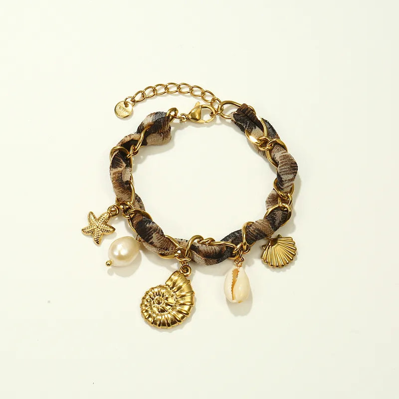 Jungle Conch Silk Scarf Adjustable Bracelet