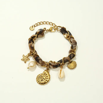 Jungle Conch Silk Scarf Adjustable Bracelet