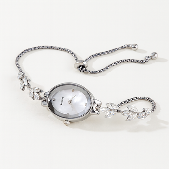 Silver Oval Skinny Adjustable Watch