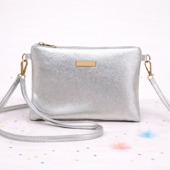 Silver Metallic Cross Body Bag