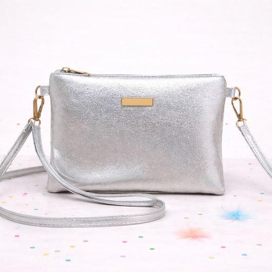 Silver Metallic Cross Body Bag