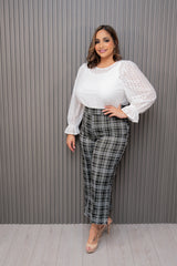 Black/White Plaid Crop Wide Leg Leggings