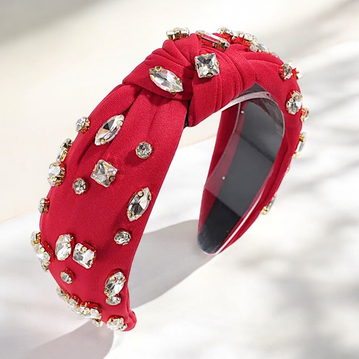 Red Headband with Gemstones