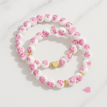 Pink Porcelain Bracelet Set