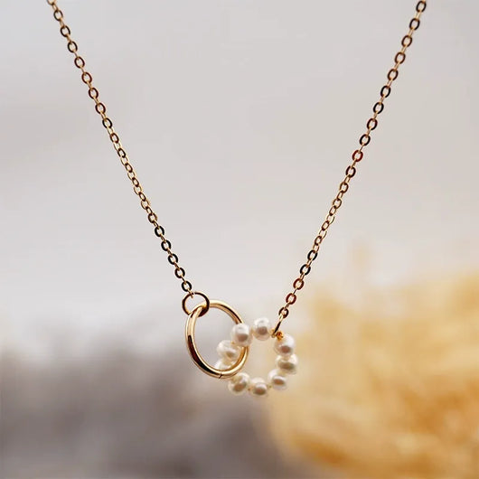 Pearl Circle Lock Necklace