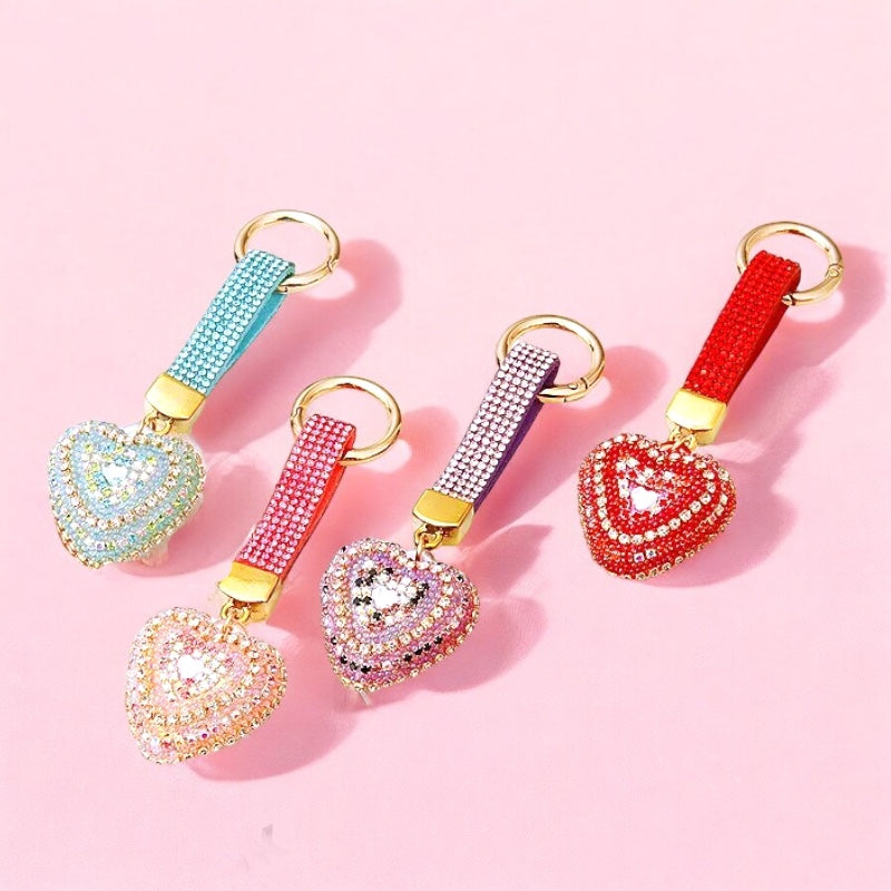Pink Rhinestone Bursting Heart Keychain