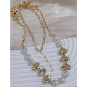 Heart and Pearl Beads Necklace