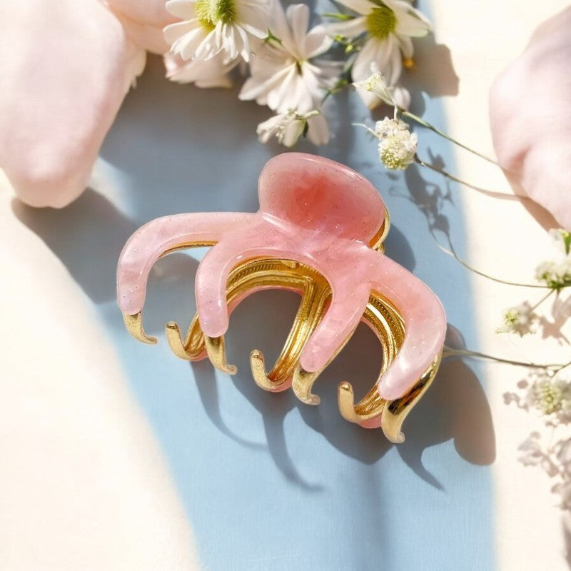 Geometric Glitter Marble Hair Claw