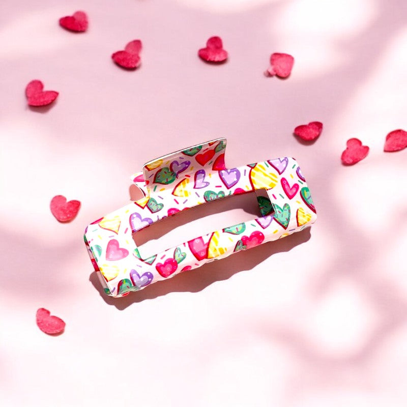 Rectangle Heart Hair Claw