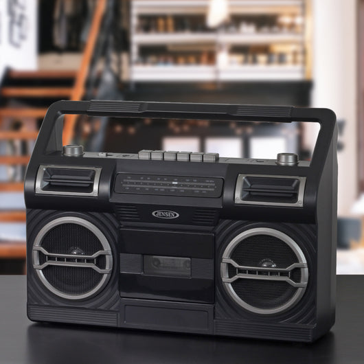 Jensen MCR-500 Portable Boombox Cassette Player/ Recorder AM/ FM Radio (Black)