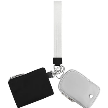 Black Color Block Dual Pouch Wristlet
