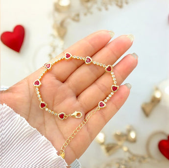 Rhinestone Red Heart Bracelet