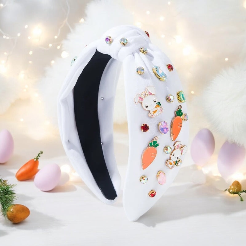 Easter Bunny Carrot Headband with Gemstones