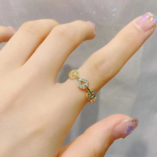 Rhinestone Chain Open Ring