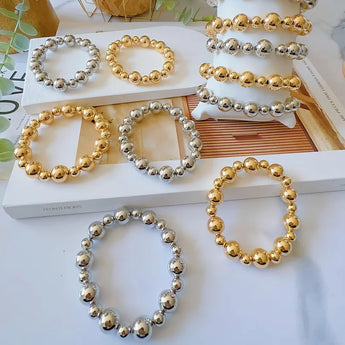 Gold and Silver Beads Bracelet Two Pack