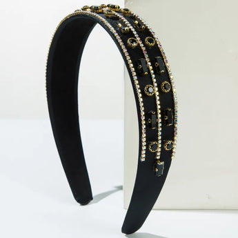 Black Rhinestone Glass Headband