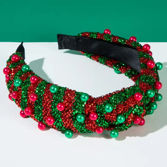 Rhinestone Holiday Stripes Headband