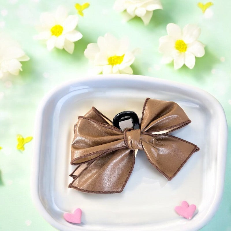 Bow Leather Hair Claw