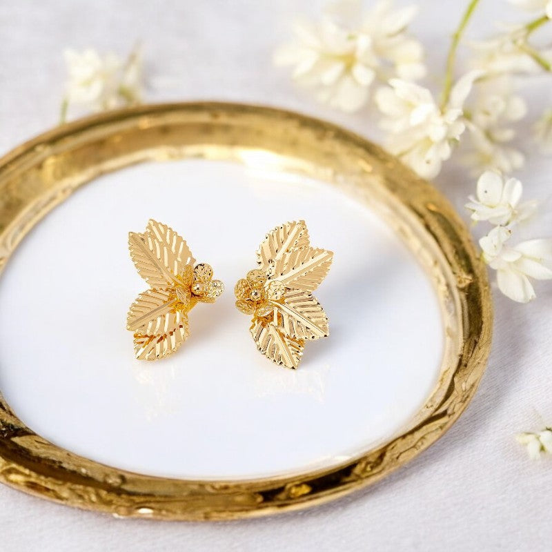 Leaves Flower Ear Studs