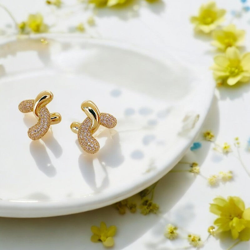 C Shape Rhinestone Stud Earring