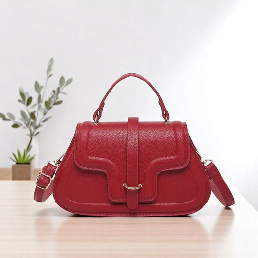 Red Posh Square Magnetic Buckle Shoulder Bag
